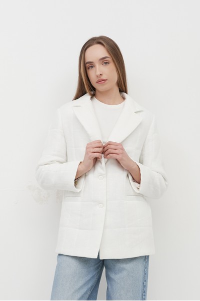 Жакет стьобаний льон айворі (ЖА16/1)